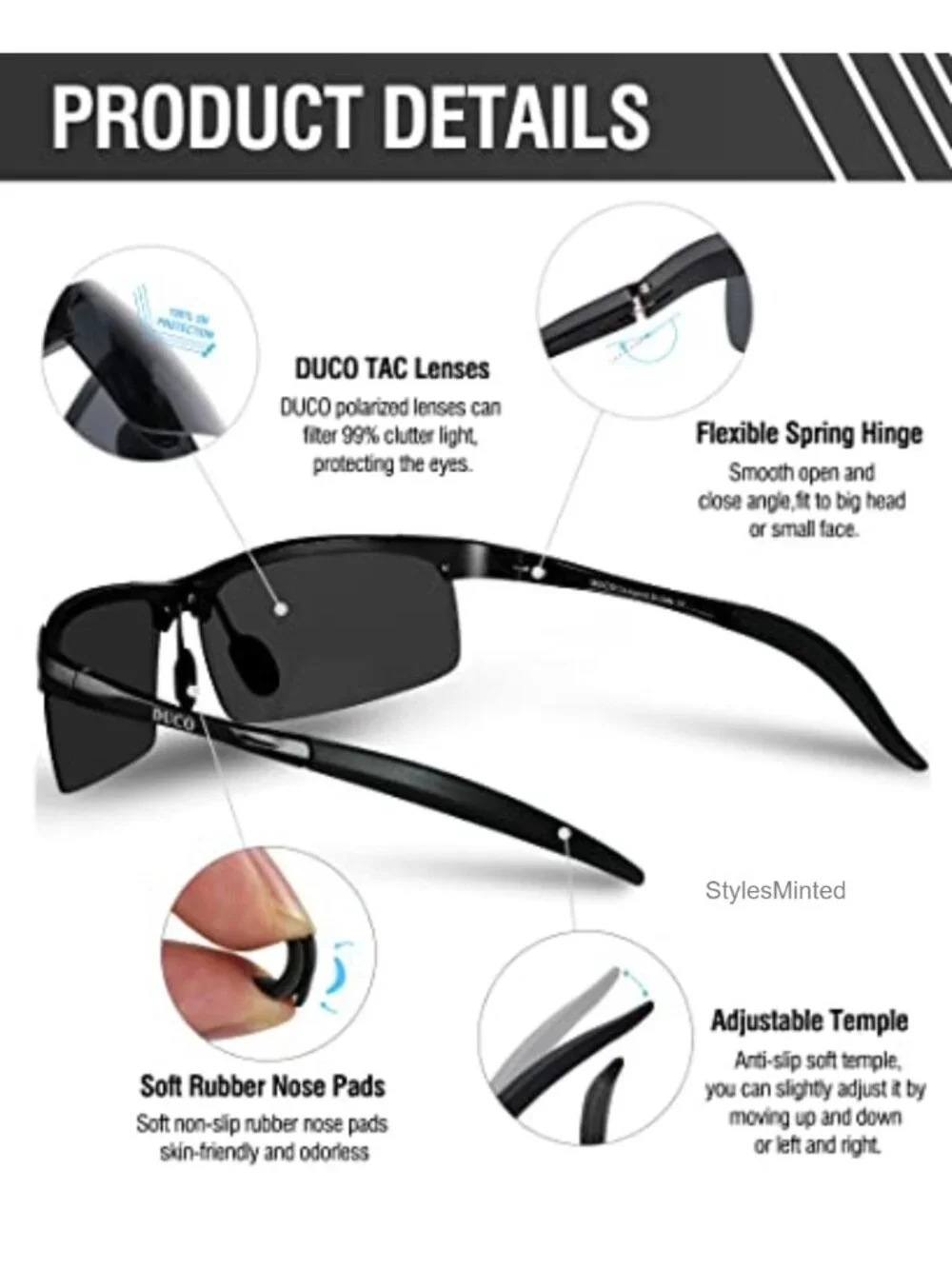 Men's Sport Polarized Sunglasses UV400 Protection TAC Lens Aluminum Frame